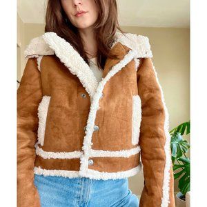 NWT Free People Vegan Exchange Shearling Jacket / Bisquit Combo